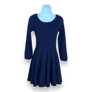 XS MISCH MASCH DARK BLUE NAVY KNIT DRESS ALINE LINED STRETCH PREPPY ELEGANT